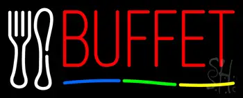 Buffet With Multi Colored Line LED Neon Sign