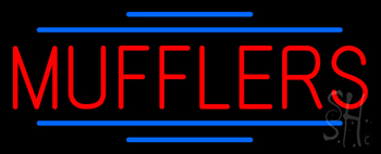 Red Mufflers Blue Double Lines LED Neon Sign