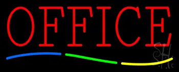Red Office Multi Colored Line LED Neon Sign