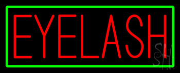 Red Eyelash Green Border LED Neon Sign