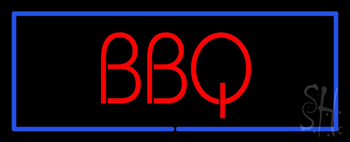 Bbq With Blue Border LED Neon Sign