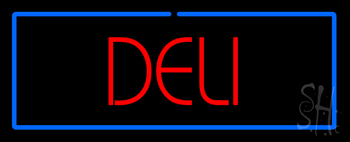 Red Deli With Blue Border LED Neon Sign