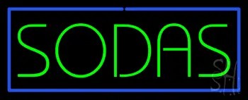 Green Sodas With Blue Border LED Neon Sign