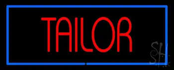Red Tailor With Blue Border LED Neon Sign