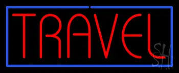 Red Travel Blue Border LED Neon Sign