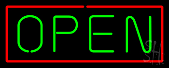 Open Horizontal Green Letters With Red Border LED Neon Sign