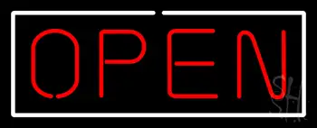 Open Horizontal Red Letters With White Border LED Neon Sign