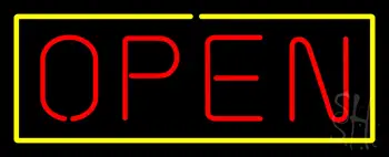 Open Yellow Border Red Letters LED Neon Sign
