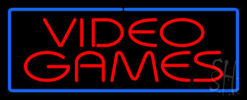Red Video Games Blue Border LED Neon Sign