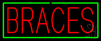 Red Braces Green Border LED Neon Sign