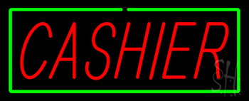 Cashier With Green Border LED Neon Sign