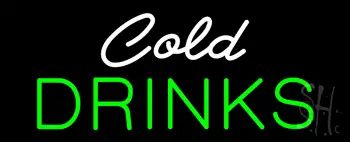 White Cold Drinks Green LED Neon Sign