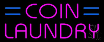 Pink Coin Laundry Blue Lines LED Neon Sign