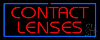 Red Contact Lenses Blue Border LED Neon Sign