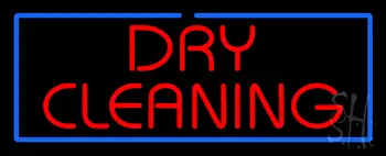 Red Dry Cleaning Blue Border LED Neon Sign