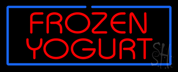 Red Frozen Yogurt With Blue Border LED Neon Sign