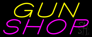 Yellow Gun Pink Shop LED Neon Sign