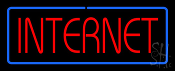 Red Internet Blue Border LED Neon Sign
