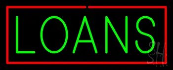 Green Loans Red Border LED Neon Sign