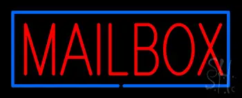 Mailbox Block Blue Border LED Neon Sign
