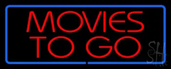 Red Movies To Go Blue Border LED Neon Sign