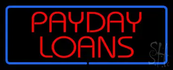 Red Payday Loans With Blue Border LED Neon Sign