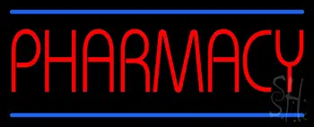 Red Pharmacy Blue Lines LED Neon Sign