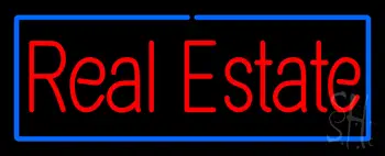 Red Real Estate Blue Border LED Neon Sign