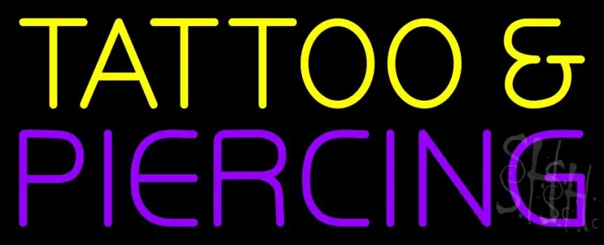 Yellow Tattoo And Purple Piercing LED Neon Sign