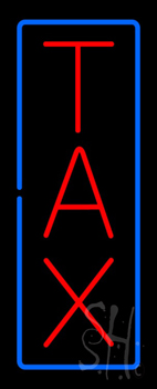 Vertical Red Tax Blue Border LED Neon Sign