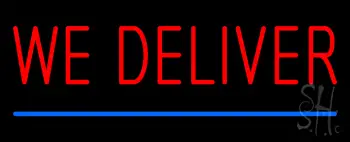 We Deliver With Blue Line LED Neon Sign