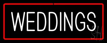 Weddings Rectangle Red LED Neon Sign