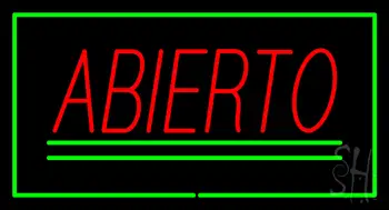 Abierto Rectangle Green LED Neon Sign