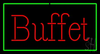 Buffet Rectangle Green LED Neon Sign