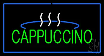 Cappuccino Logo Rectangle Blue LED Neon Sign
