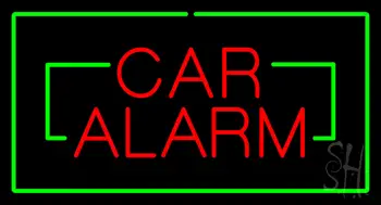 Red Car Alarm Rectangle Green LED Neon Sign