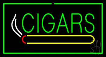Green Cigars With Green Border LED Neon Sign
