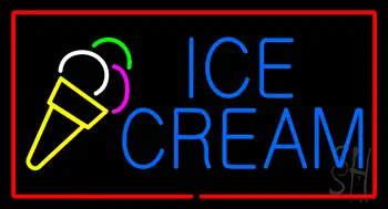 Blue Ice Cream With Red Border LED Neon Sign
