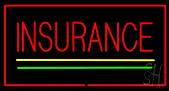 Insurance Yellow Green Lines Red Border LED Neon Sign