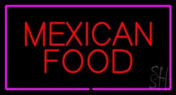Red Mexican Food Pink Border LED Neon Sign