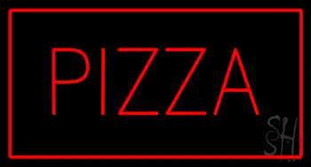 Red Pizza With Red Border LED Neon Sign