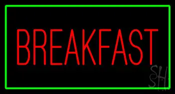 Red Breakfast With Green Border LED Neon Sign