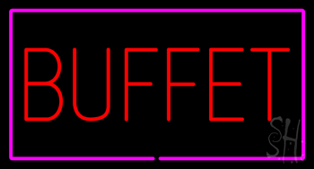 Buffet Rectangle Pink LED Neon Sign