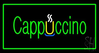 Cappuccino Rectangle Green LED Neon Sign