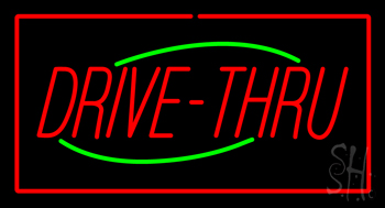 Drive Thru Rectangle Red LED Neon Sign