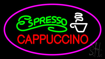 Espresso Cappuccino With Pink Border LED Neon Sign