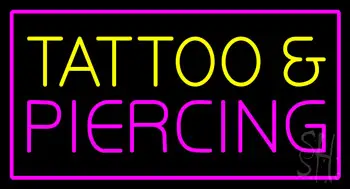 Tattoo And Piercing Pink Border LED Neon Sign