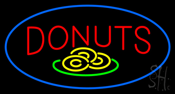 Donut Red And Logo Blue LED Neon Sign