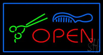 Open With Comb And Knife LED Neon Sign