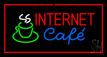 Internet Cafe Red Border LED Neon Sign